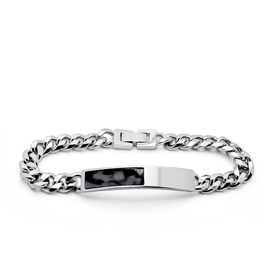 Mens snowflake obsidian stainless steel bracelet