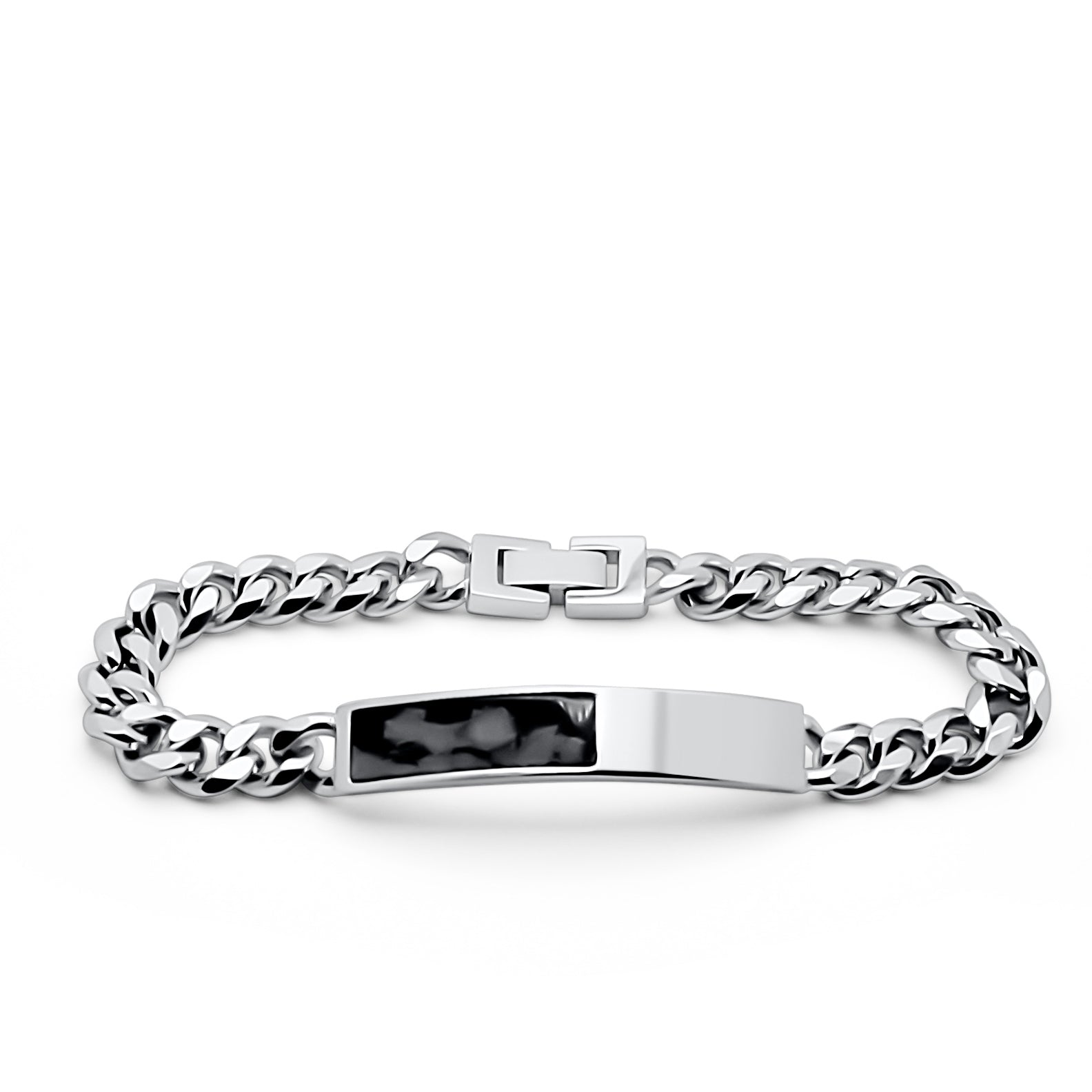 Mens snowflake obsidian stainless steel bracelet 