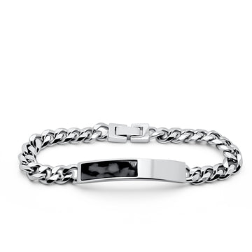 Mens snowflake obsidian stainless steel bracelet 
